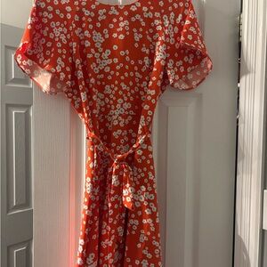 Banana Republic Orange Floral Midi Dress